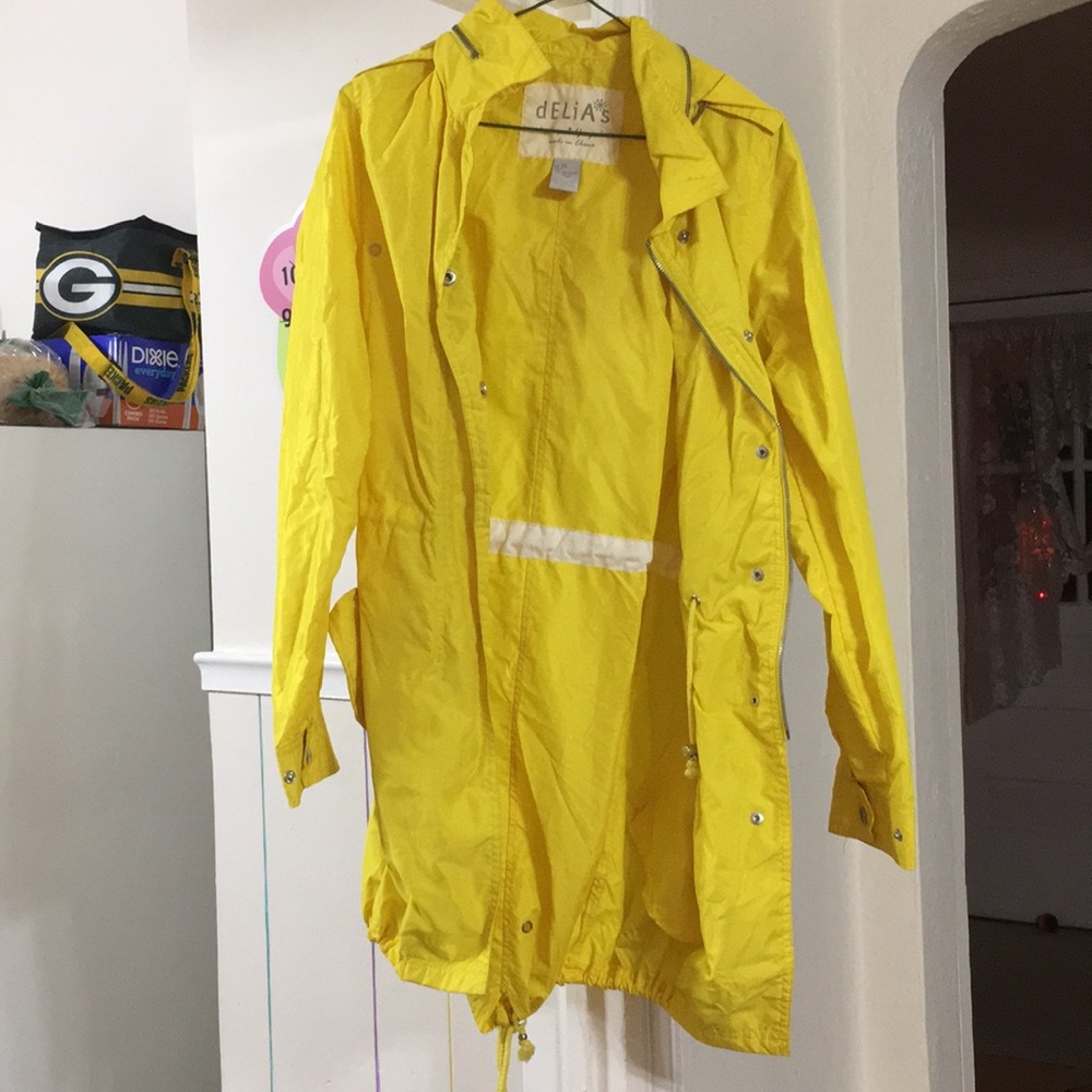 Cute yellow Delia’s rain coat XS